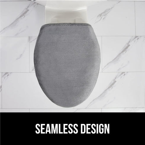 GORILLA GRIP Thick Memory Foam Toilet Lid Seat Cover, Soft Velvet, Machine Wash, Graphite, 19.5x18.5