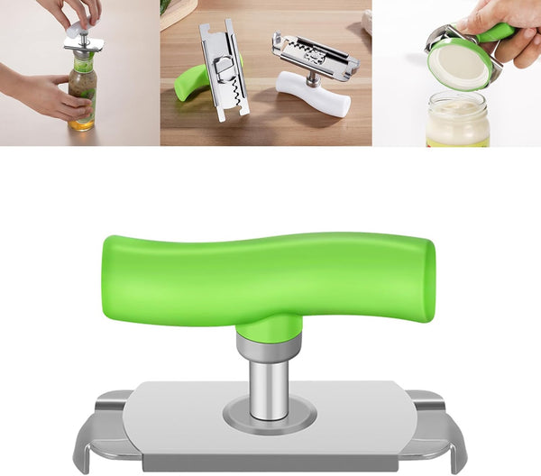 Jar Opener for Weak Hands, Adjustable Stainless Steel Can Opener for Seniors, Hassle-Free Lid Opener (Green)