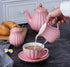 Set- Set, Jusalpha Porcelain Tea Pink Teapot and Creamer Sugar Bowl TW (Pink)