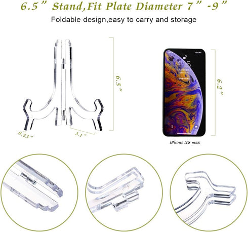 Artliving Clear 8 Pack 6.5inch Acrylic Easels Display Stand Plate Stand Holder for display Pictures Frame,Decorative Plates, and Artworks