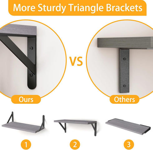 16.5 Inch (Set 6 YGEOMER Floating Shelves for Wall, Farmhouse Wall Shelves for Bedroom, Bathroom Storage, Living Room