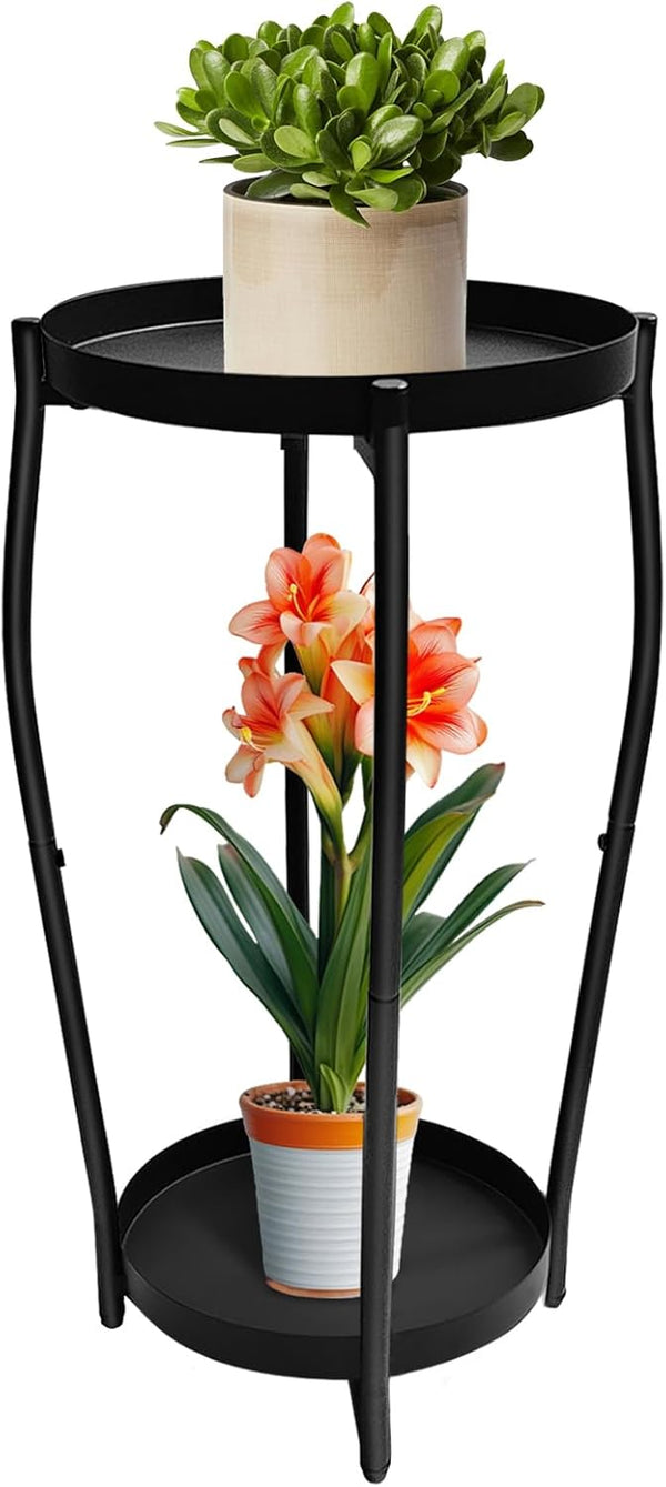 Plant Stand Indoor, 2 Tier Tall Wood Plant Stand, 4-Leg Floor Corner