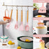 Kitchen Cooking Utensils Set, Umite Chef 33 pcs Non-stick Silicone Spatula Set with Holder, Wooden Handle, Pink