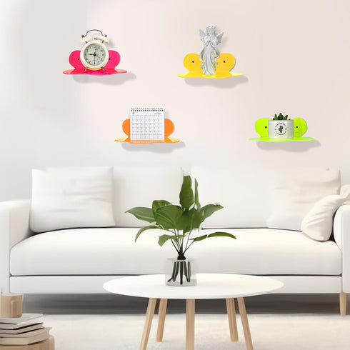 4 Pack Soaoo Acrylic Small Floating Shelves Neon Acrylic Floating Shelf Colorful Display Stand with Screw Wall Mounted