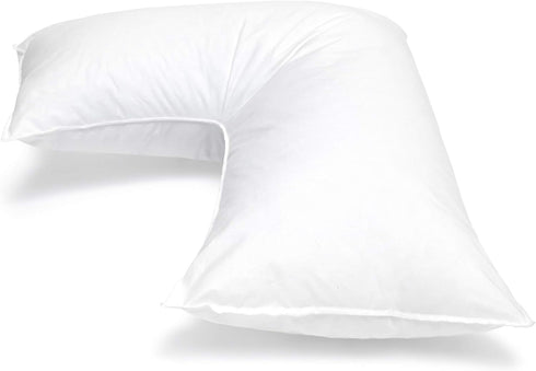 L-Shaped Support Pillow - Soft White Cover for Neck and Shoulder Relief