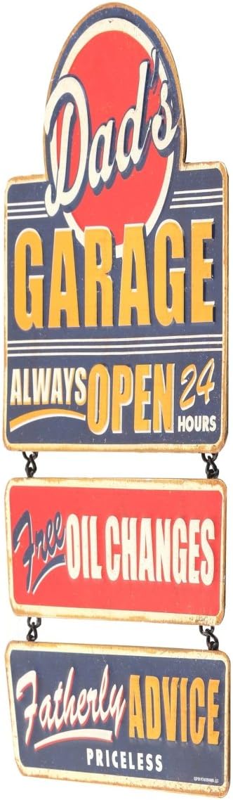 Dad's Garage Linked and Embossed Vintage Metal Sign - Great Gift Idea