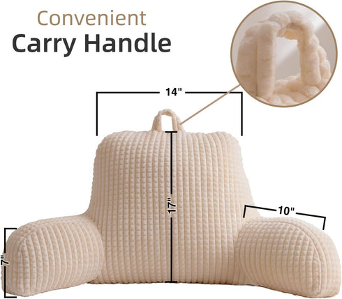 A Nice Night Reading Pillow Bed Wedge Standard Size Backrest with Arms Back Support for Sitting Up in Bed/Couch