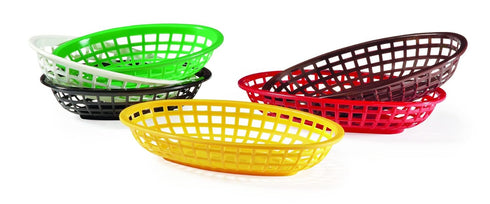 G.E.T. OB-734-BK Black Oval Serving/Bread Basket, 8" x 5.5" (Pack of 12)