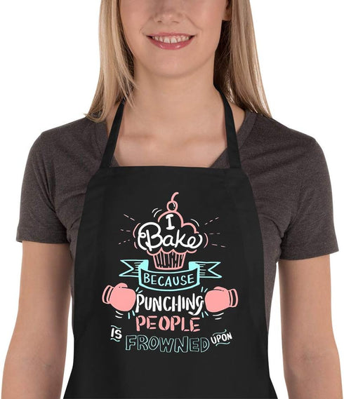 Funny Baking Aprons for Women Men, Cute Kitchen Cooking Aprons with 2 Pockets - Birthday Housewarming Gifts