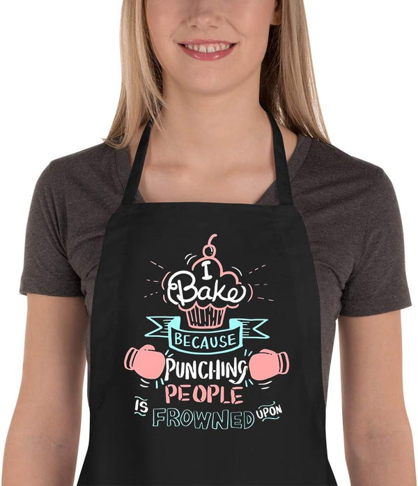 Funny Baking Aprons for Women Men, Cute Kitchen Cooking Aprons with 2 Pockets - Birthday Housewarming Gifts