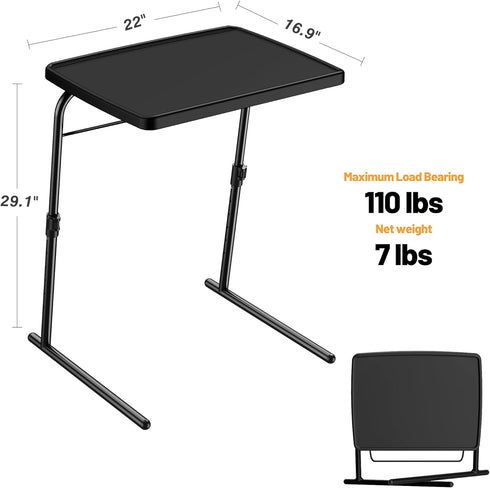 Allpop 6 3 Max TV Tray Table, Adjustable Large TV Tray for Eating, Folding Dinner Laptop Table on Couch & Bed