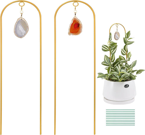 2PCS Small Plant Gold Trellis Indoor, Mini Metal Houseplant Decor Support for