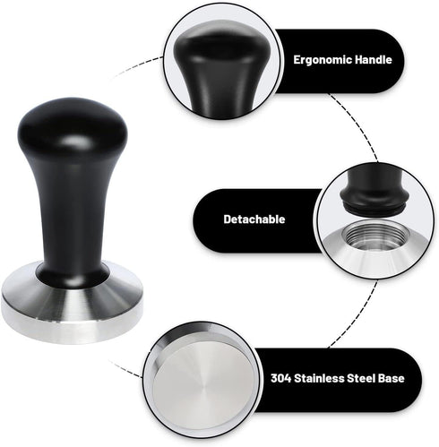 51mm Coffee Hand Tamper, 304 Stainless Steel Base Professional Espresso Press for Barista Tool