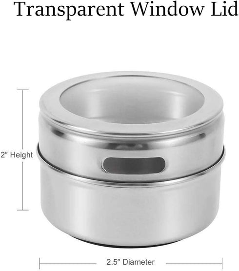 Jars,12 94 Beeyoka Magnetic Spice Pcs Stainless Steel Spice Tins with Lid and Small Holes for Sprinkle Rust Free Easy