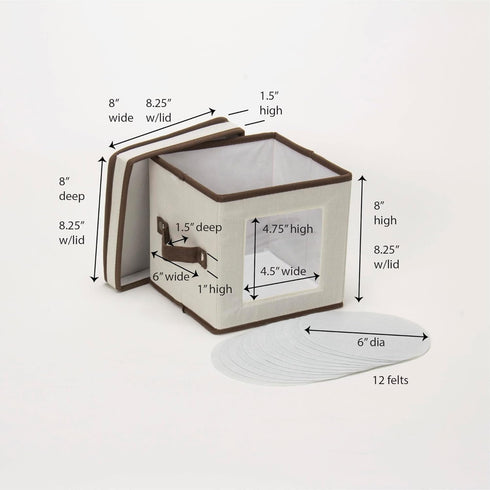 Household Essentials China Plate Storage Box, Holds 12 Dessert Plates or Bowls, Windowed Panel, Sturdy Frame,
