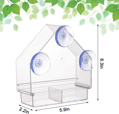 Window Bird Feeder, Clear Feeders with Strong Suction Cups for Outside Wild Birds