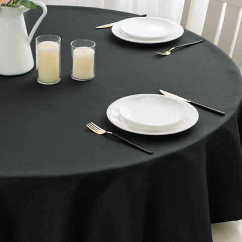 Romanstile Round Waterproof Tablecloth, Stain Resistant Washable Polyester Covers for Kitchen Dining Party - Black, 60