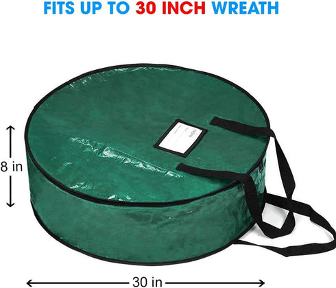 ProPik Christmas Wreath Storage Bag, 30" Holiday Container with Heavy Duty Handles (Green)