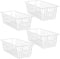 SANNO 15.7" Wire Storage Baskets, Set of 4, White Bin Organizer for Kitchen, Bathroom, Closet, Food Storage