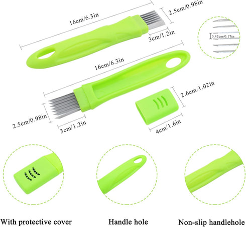 2Pcs Scallion Cutter Shred Knife, TACYKIBD Stainless Steel Vegetable Onion Scallion Slicer Shredder, Green Onion Cutter Slicer for Kitchen Cutting Garlic Salad Pasta Seaweed Garnishing Blooming by TACYKIBD