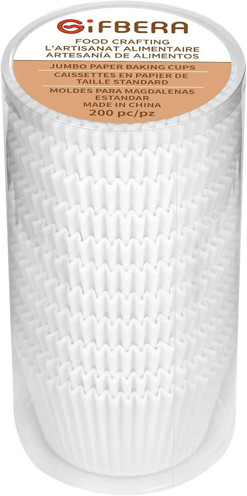 Jumbo White Cupcake Liners, Greaseproof Paper 200-Count Muffin Baking Cups for Wedding Birthday Celebration Occasion