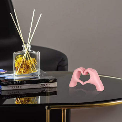 Small Pink Decor,Resin Heart Hands Sculpture for Living Room Bedroom Bookshelf Shelves Office Desk Decor,Love Finger