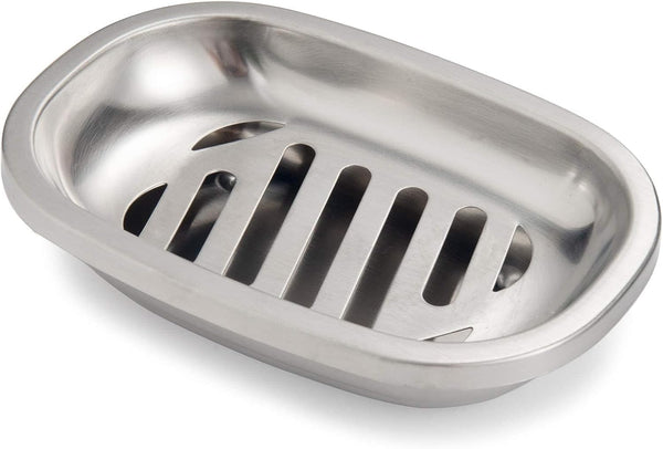 IMEEA Silver Soap Dish, SUS304 Stainless Steel Brushed Bathroom Soap Holder with Drain
