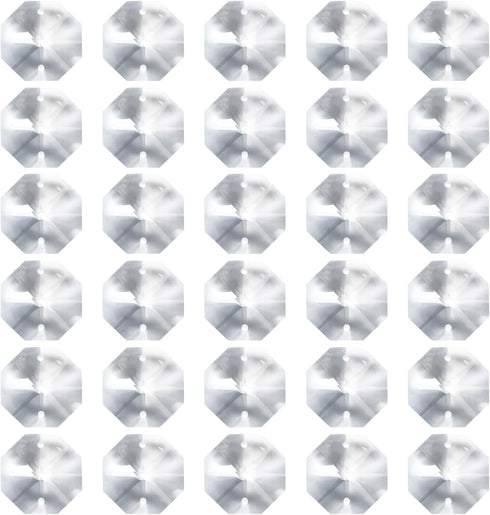 PATIKIL K9 Crystal Octagon Beads 2 Holes Pendants, 30 Pack 26mm Chandelier