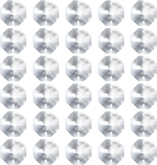 PATIKIL K9 Crystal Octagon Beads 2 Holes Pendants, 30 Pack 26mm Chandelier
