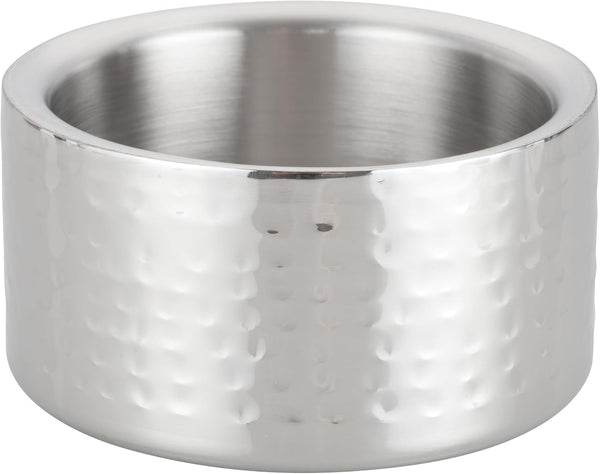 Winco Double Wall Wine Coaster, Satin Finish, Hammered, 5" Diameter, Silver