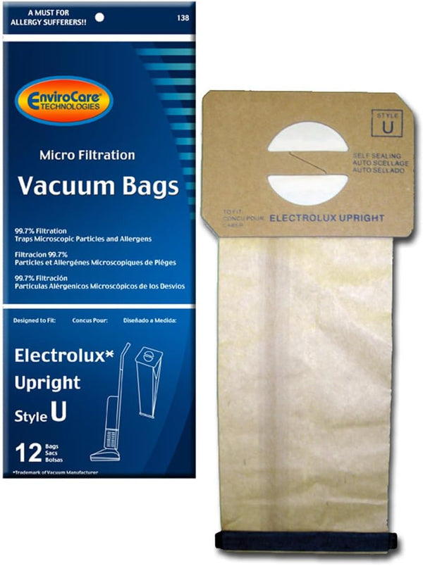 EnviroCare Replacement Micro Filtration Vacuum Cleaner Dust Bags, 12 pack for Electrolux Upright Style U