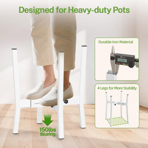 8 12 Inch iDavosic.ly Adjustable Plant Pot Stand Indoor Outdoor, Metal Short Single Flower Holder Fits to Large Heavy