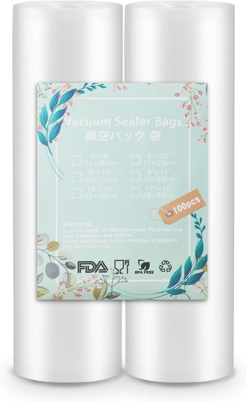 Vacuum Sealer Rolls, 2 Roll 11"×50', BPA Free for Food Bags, Commercial Grade Vacuum Storage