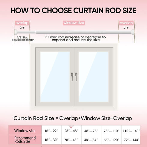 Heavy Duty Curtain Rods for Windows: 1 Inch Adjustable White Curtain Rods for 28 to 48 Inch Windows