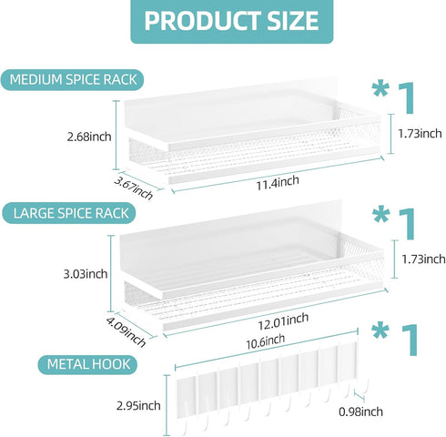 Umomi 3 Pack Magnetic Spice Rack for Refrigerator, Magnetic Shelf for Refrigerator, Movable Magnetic Basket is Used