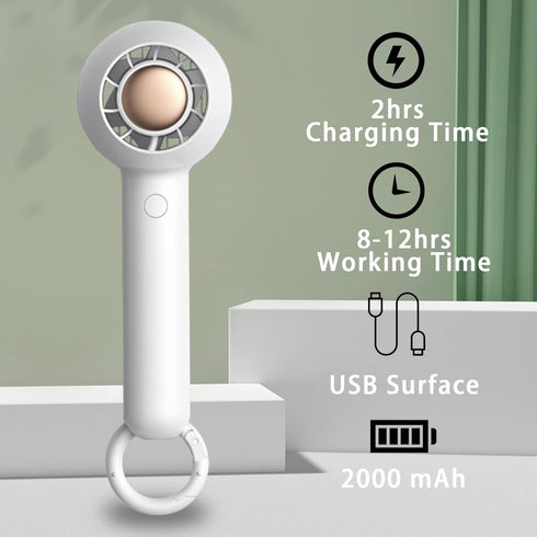 Portable Mini Handheld Fan, Rechargeable Personal Lash Fan for Women Makeup, 2 Speeds for Indoor Outdoor Travel - White
