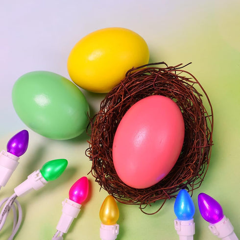 2 Pack 27FT 100 GlowVibe Easter Lights Total LED Multi Color White Wire Glass Mini Egg-Shaped String Lights Plug