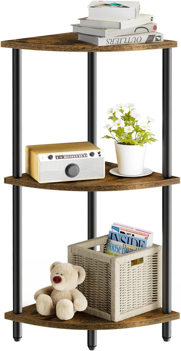 SRIWATANA 3-Tier Corner Shelf Stand for Small Space, 29.5" Standing Corner Shelf,