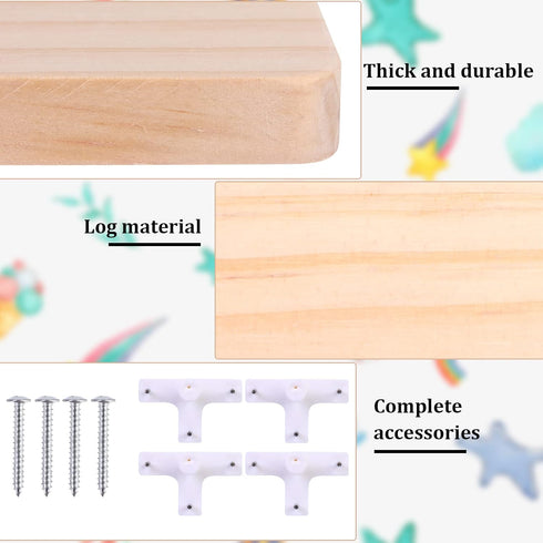 Haomian 2Pcs Cloud Floating Wooden Shelves Wall Mounted Storage Display Shelves for Bedroom Wall Decoration Space