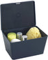 WENKO Decorative Storage Box with Lid for Bathroom Organization, Small Container for Storage (Dark Blue, 7.48 x 3.94 x