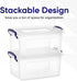 Superio Clear Storage Bins with Lids, Stackable Box with Latches and Handles, Extra Small, 2 Pack