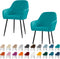 Velvet Curved Back Dining Room Chair Covers with Arms Stretch Swivel Bar
