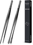 2 Pcs 10-inch Precision Cooking Tweezers Tongs, Stainless Steel Professional Chef Kitchen Tools for BBQ, Serving