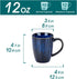 Set 6, 12 Oz vancasso STARRY Ceramic Coffee Mug of Tea Cups with Handle for Latte, Tea, Cappuccino, Milk, Cocoa