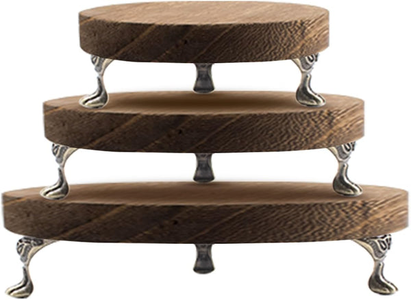 QoTang 3 PCS Wooden Display Riser for Display Wood Risers for Decor and