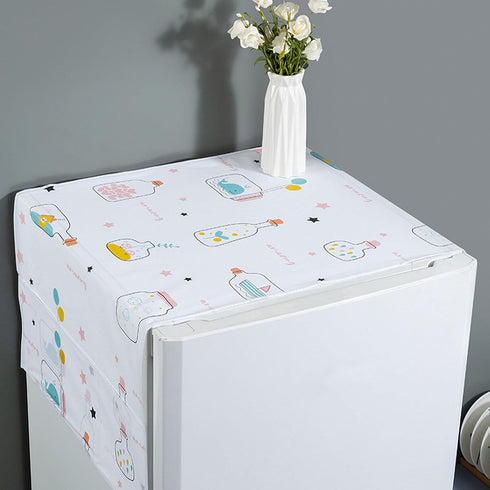Refrigerator Dust Cloth, Multipurpose Waterproof Cover with Storage Pockets for Washing Machine, Oven, Kitchen