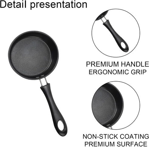 Egg Frying Pan, 4.7-Inch Small Nonstick Pan with Lid, Heat Resistant Skillet for Cooking, Portable Omelet Pan