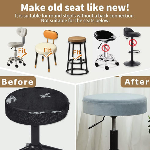 4 Dia.11-13" Grey,4 Counts) SINOSSO Pcs Bar Stool Covers, Super Soft Velvet Round Stretchy Washable Dustproof Slipcover