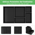Black Bamboo Bathroom Drawer Organizer, Wooden Kitchen Utensil Holder Set of 5, Stackable Storage Bins
