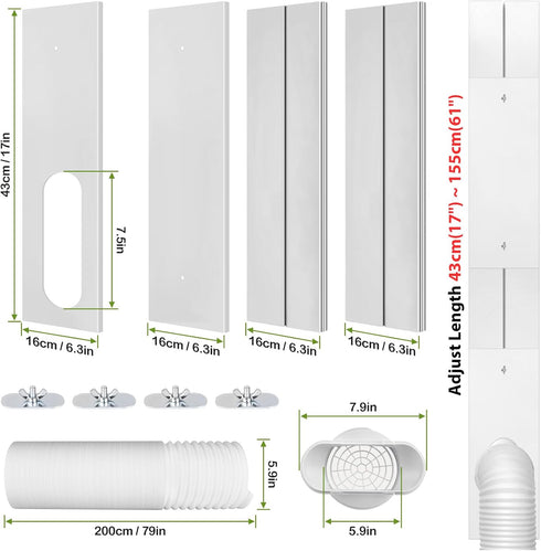 Upgrade Portable Air Conditioner Window Kit, 5.9 Inch Exhaust Hose, Portable AC Vent Kit